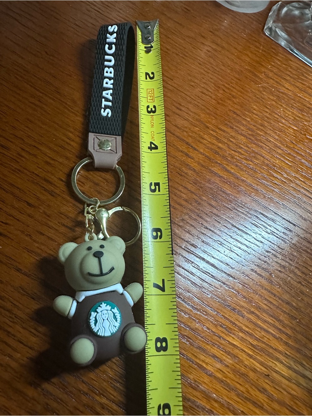 Starbucks Brown Bear Keychain Wristlet with Black Strap